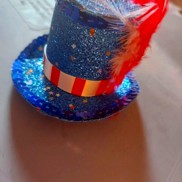 New Patrotic USA Uncle Sam Americana 3D Hat Hair Clip - Picture 1 of 2